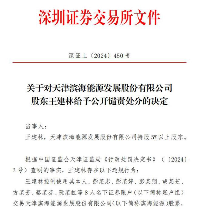 V观财报|滨海能源股东王建林被深交所公开谴责(图1) V观财报|滨海能源股东王建林被深交所公开谴责(图1)